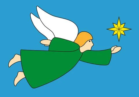 Angel in flight with star. Stock Illustration