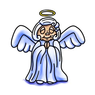 Angel With Halo and Wings Praying Stock Illustration