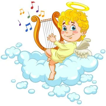 Angel with Harp Stockillustratie