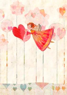Angel with heart Stock Illustration