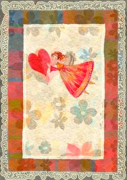 Angel with heart Stock Illustration