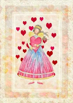 Angel with heart 스톡 일러스트