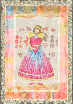 Angel with heart Stock Illustration