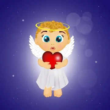 Angel with heart Stock Illustration