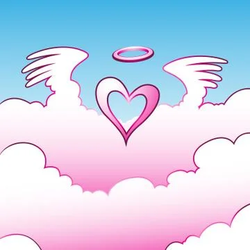 Angel Heart over the Clouds 스톡 일러스트