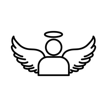Angel icon linear logo mark in black and white Illustration