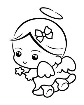 Angel icon vector. Coloring image on white background Stock Illustration