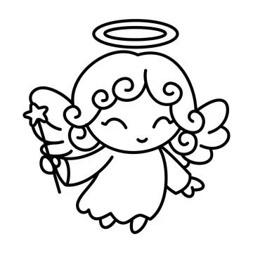 Angel icon vector. Coloring image on white background Illustrazione stock