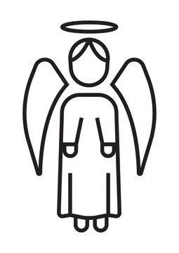 Angel icon vector in line style. A saint with wings and a shining halo. Stock-Illustration