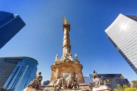 Angel of Independence monument located on Reforma Street near historic center Stock Photos
