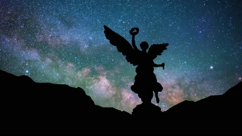 Angel Of Independence as Time Lapse by Night with Stars and Milky Way. Stock Footage 208584591
