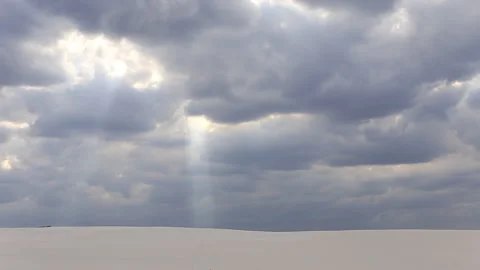 Angel light in the sky over the desert Stock Footage 237334688