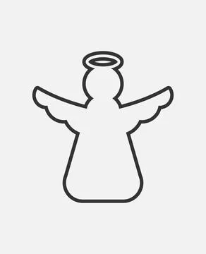 Angel line vector icon on white background Stock Illustration