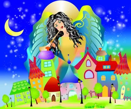 Angel lullaby Stock Illustration