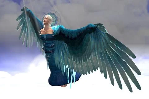 Angel Michael in Flight Stock Illustration