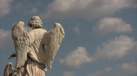 Angel with moving clouds Stock Footage 364602