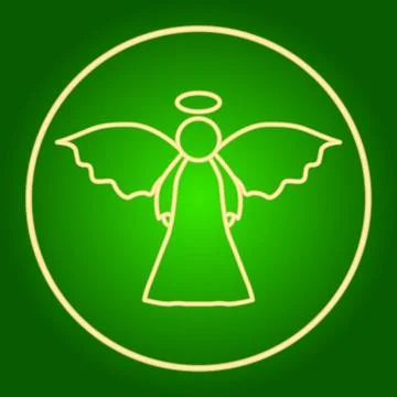 Angel in the neon circle. Easter. Stock Illustration