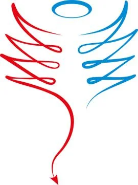 Angel or devil icon in lineal illustration. Stock Illustration