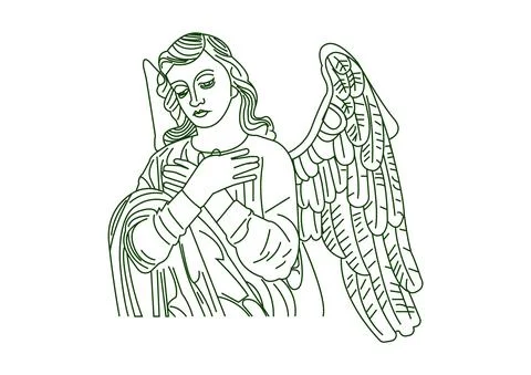 Angel in prayer on white Illustrazione stock