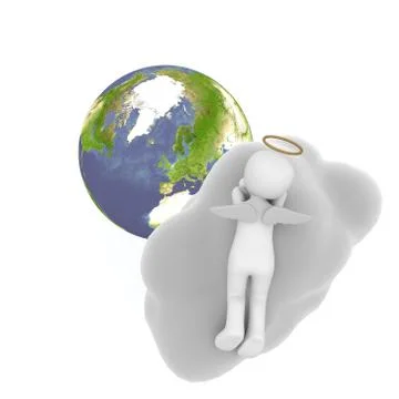 Angel sitting on a cloud Stock Illustration