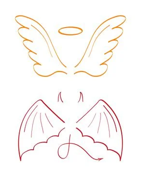Angel sketch wing set vector. Marker hand drawn style of holy creations. Wing Stock-Illustration