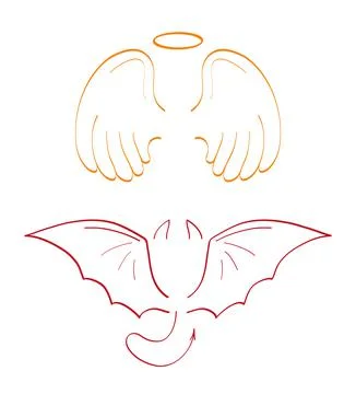 Angel sketch wing set vector. Marker hand drawn style of holy creations. Wing Stock Illustration