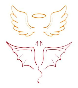 Angel sketch wing set vector. Marker hand drawn style of holy creations. Wing Stock Illustration