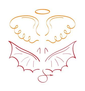 Angel sketch wing set vector. Marker hand drawn style of holy creations. Wing Illustrazione stock