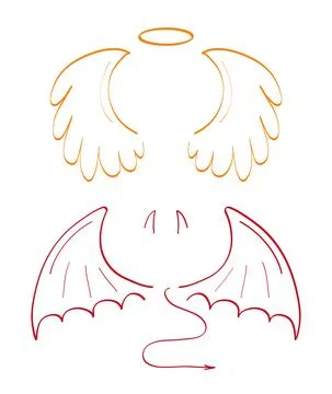 Angel sketch wing set vector. Marker hand drawn style of holy creations. Wing Illustrazione stock
