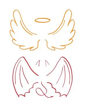 Angel sketch wing set vector. Marker hand drawn style of holy creations. Wing Stock-Illustration