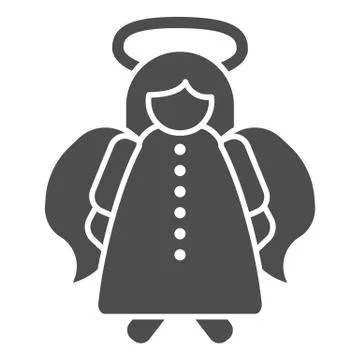 Angel solid icon, Christmas and New Year concept, toy for spruce sign on white Illustrazione stock