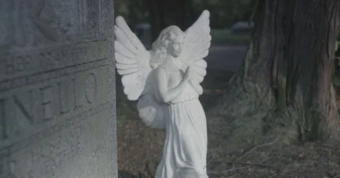 Angel statue in cemetery Stock Footage 77817812