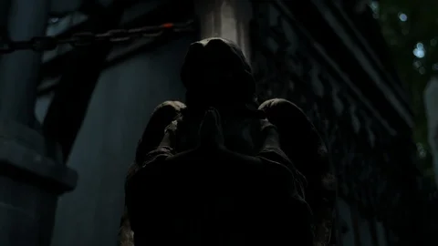 Angel statue in crypt flashlight reveal 動画素材 95964231