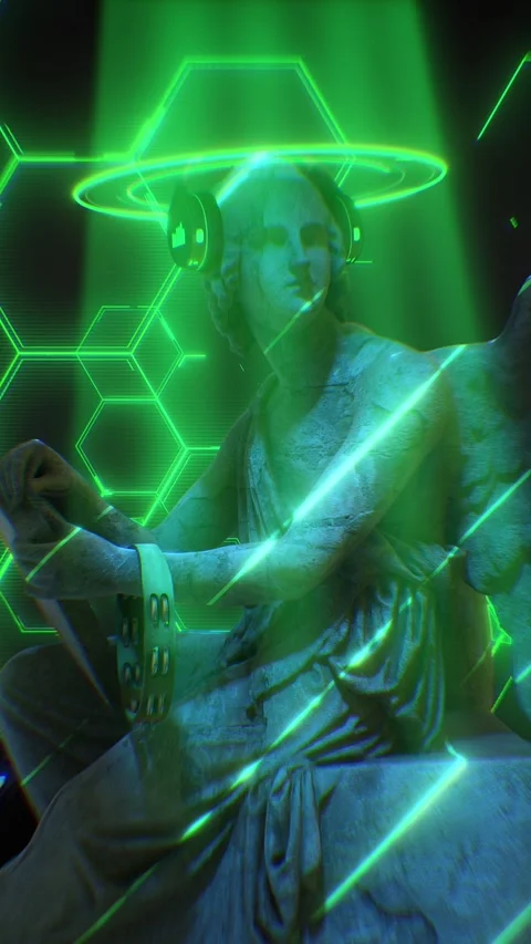 Angel Statue DJ Stock Footage 294079750