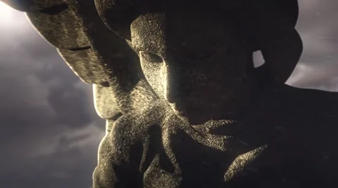 Angel statue in front of stormy sky, animation Stock Footage 65160541