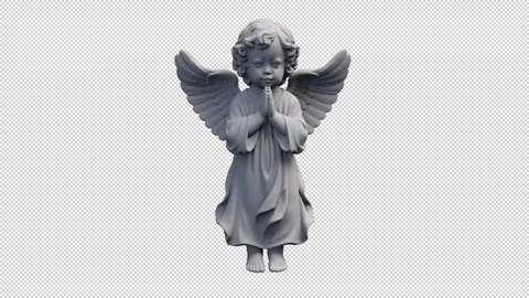 Angel statue rotating – 3d render looped. Video stock 335825950