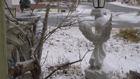 Angel statue in the snow Stock Footage 102083838
