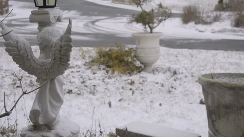 Angel statue in snow Stock Footage 102083965