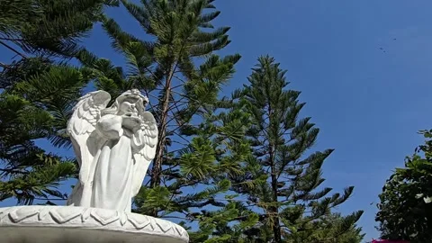 Angel Statue Under Blue Sky Copyspace Stock Footage 327014382