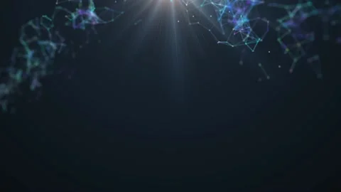 Angel structures. Abstract digital structures spinning in rays of light on a Stock Footage 230599869