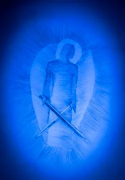 Angel with sword Stock Illustration