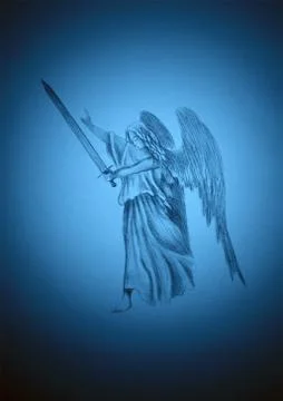 Angel with a sword Stock Illustration