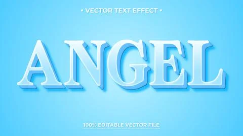 Angel Text Effect 3D White Letters on Light Blue Background 스톡 일러스트