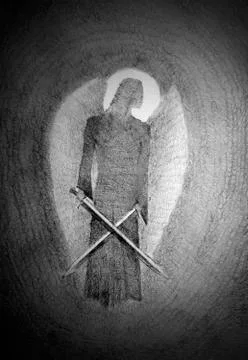 Angel with two swords Stock Illustration