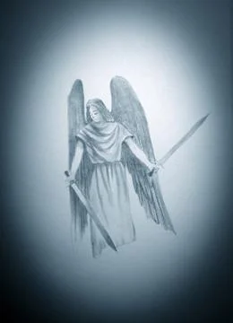Angel with two swords Illustrazione stock