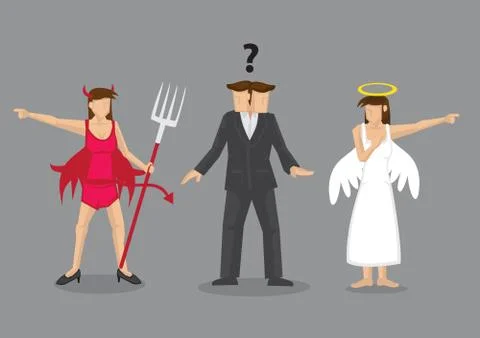 Angel Vs Devil Decision-making Dilemma Vector Illustration Stock Illustration