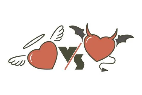 Angel vs devil heart Illustrazione stock