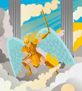 Angel warrior with sword Stock Illustration