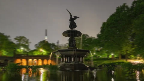 Angel of the Waters Night Hyperlapse Stock Footage 244434206