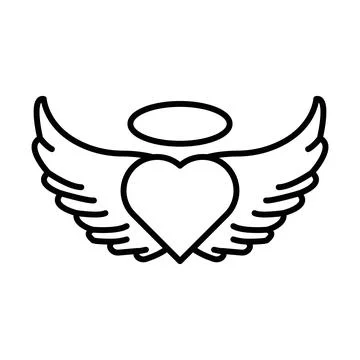 Angel wing icon linear logo mark in black and white Illustration